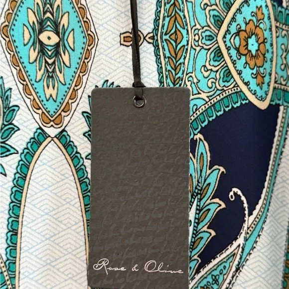 Rose & Olive Teal and Navy Paisley Dress - Picture 2 of 5